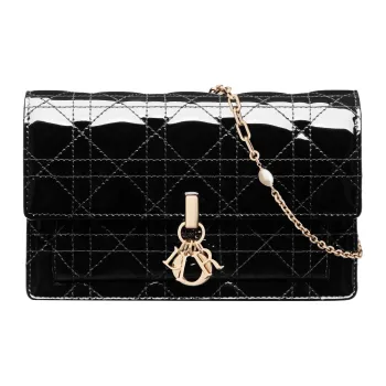 DIOR Lady Dior Calfskin Clutches Shoulder Bag Crossbody Bag Women's Black