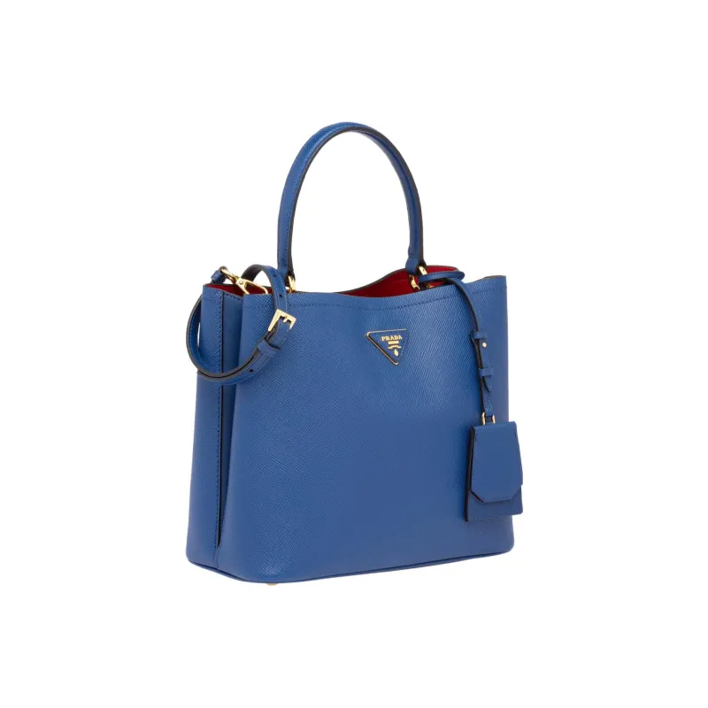 PRADA Saffiano Leather Shoulder Bag Crossbody Bag Handbag Large Size Women's Cornflower Blue-3