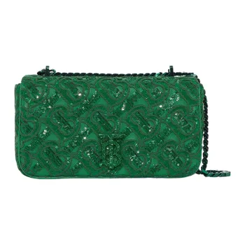 Burberry Monogram Sequined Leather Shoulder Bag Crossbody Bag Small Size Women's Green