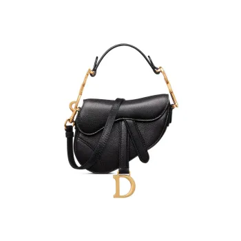 DIOR Saddle Goatskin Saddle Bag, Shoulder Bag, Crossbody Bag, Handbag Extra Mini Women's Black