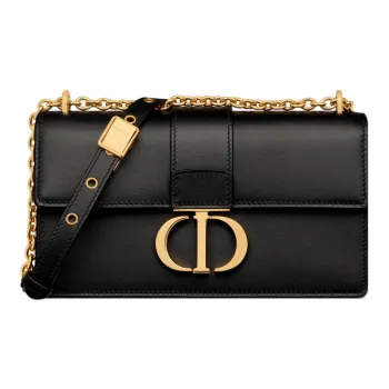 DIOR 30 Montaigne Cow Leather Chain Bag, Shoulder Bag, Crossbody Bag Small Size Women's Black