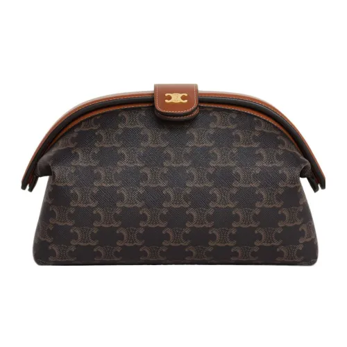 CELINE bolero Canvas With Calfskin Clutch Women's Black/Brown