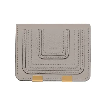 Chloe Marcie Grained Calfskin Wallet Small Size Women's Cashmere Gray