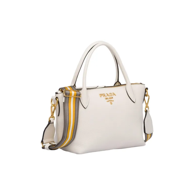 PRADA Calfskin Leather Crossbody One Shoulder Handbags Women's White-2