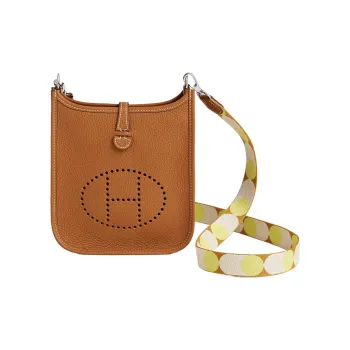 HERMES Evelyne Clemence Calfskin Crossbody Bag, Shoulder Bag Mini Women's Gold Brown