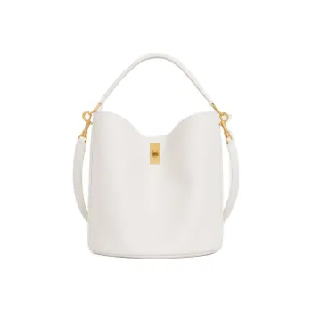 CELINE Soft Grained Calfskin Bucket Bags Shoulder Bag Crossbody Bag Handbag Women's White