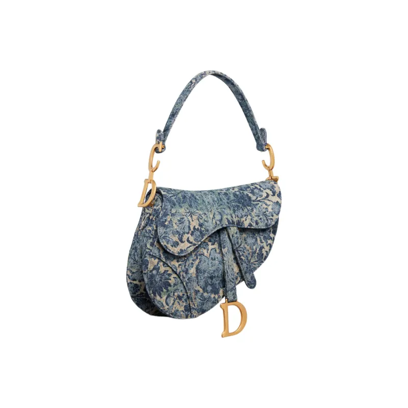 DIOR Saddle Denim Saddle Bag Shoulder Bag Crossbody Bag Handbag Women's Blue-1