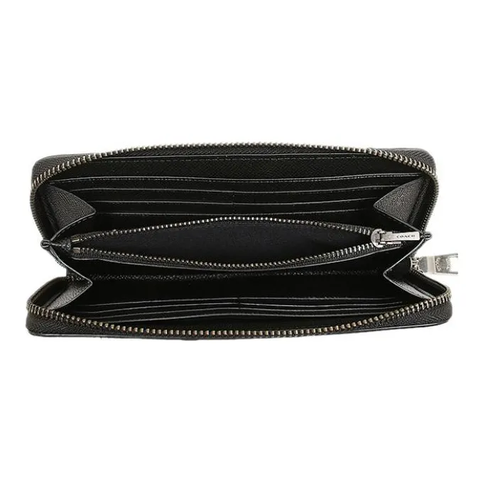 COACH Accordion Wallet Cross Grain Leather Wallet Men's Black-2