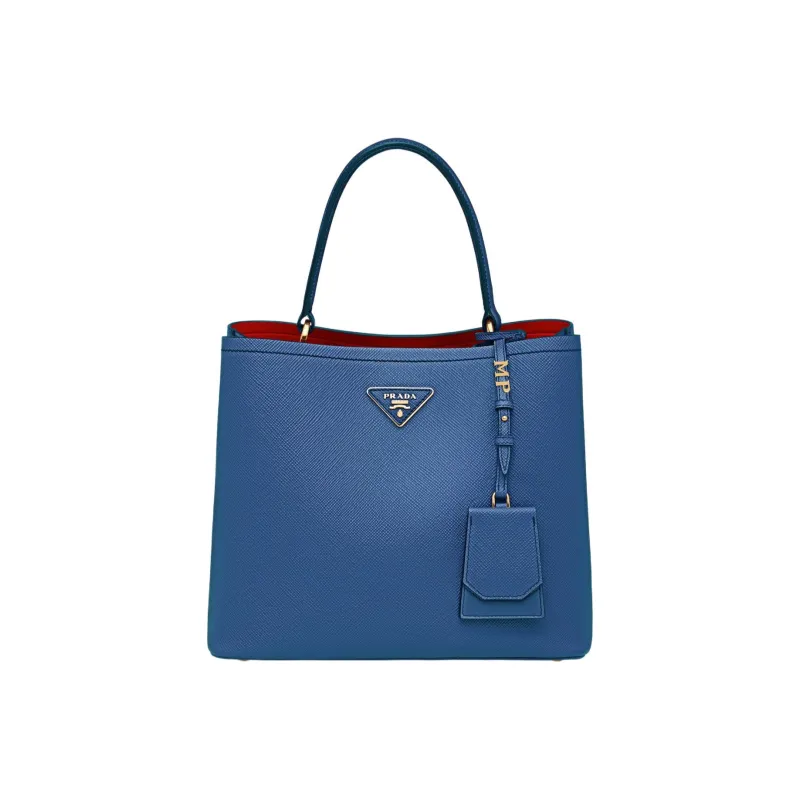 PRADA Saffiano Leather Shoulder Bag Crossbody Bag Handbag Large Size Women's Cornflower Blue-1