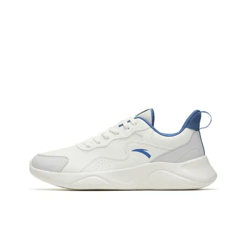 ANTA Running Shoes Men Low-Top Ivory White/Light Silver Grey/Antique Blue