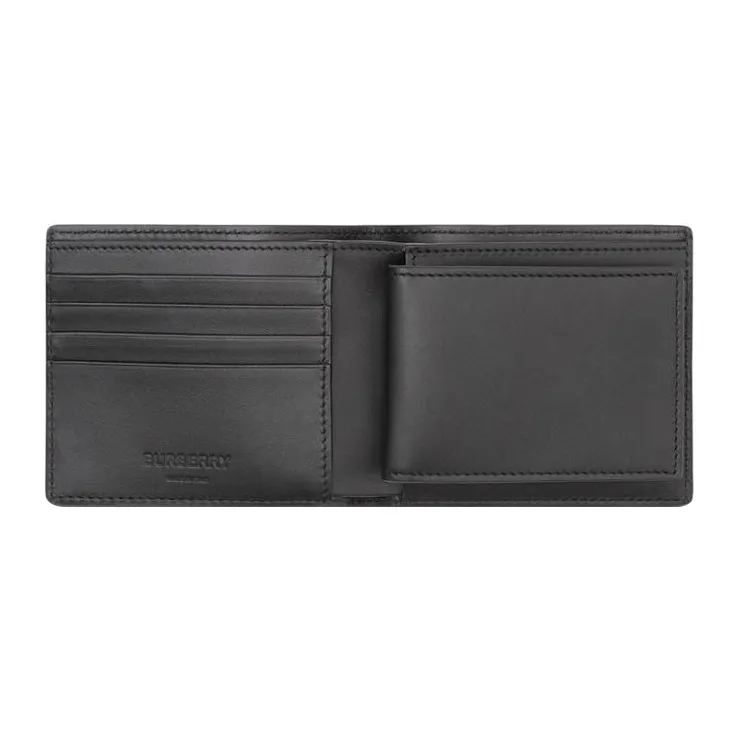 Burberry Cow Leather Double-Fold Wallet Men's Black-2