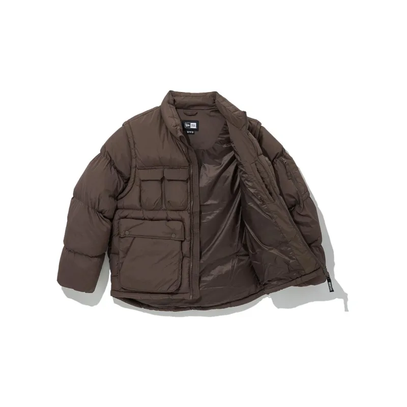 New Era Puffer Jackets Unisex Brown-2