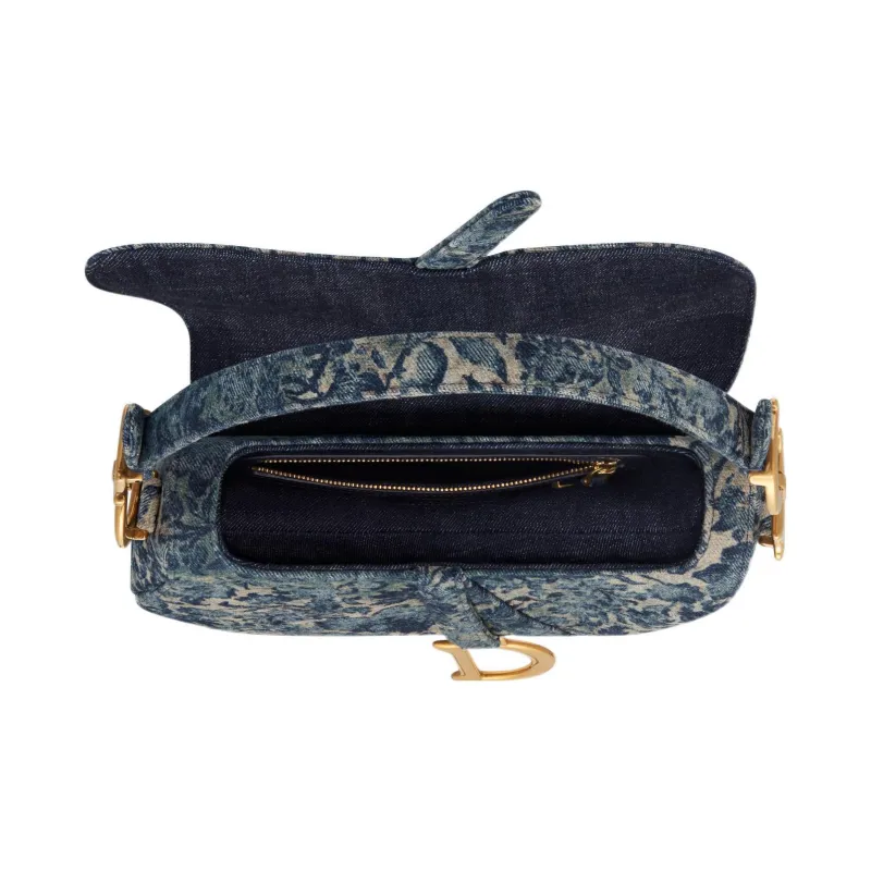 DIOR Saddle Denim Saddle Bag Shoulder Bag Crossbody Bag Handbag Women's Blue-5
