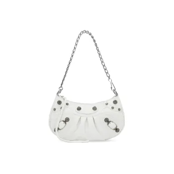 Balenciaga Le Cagole Sheepskin Shoulder Bag, Portable Crossbody Bag Mini Women's White