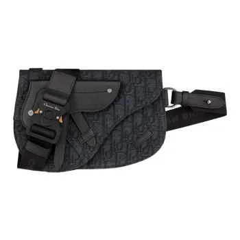 DIOR Jacquard Canvas Saddle Bag, Fanny Pack, Sling Bag, Canvas Bag, Shoulder Bag, Crossbody Bag Men's Black