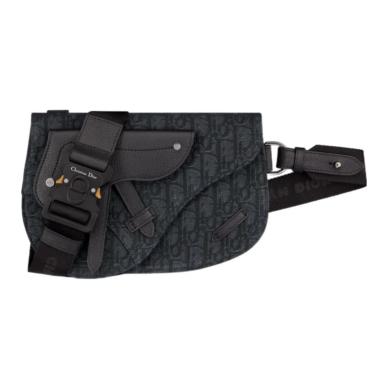 DIOR Jacquard Canvas Saddle Bag, Fanny Pack, Sling Bag, Canvas Bag, Shoulder Bag, Crossbody Bag Men's Black-0