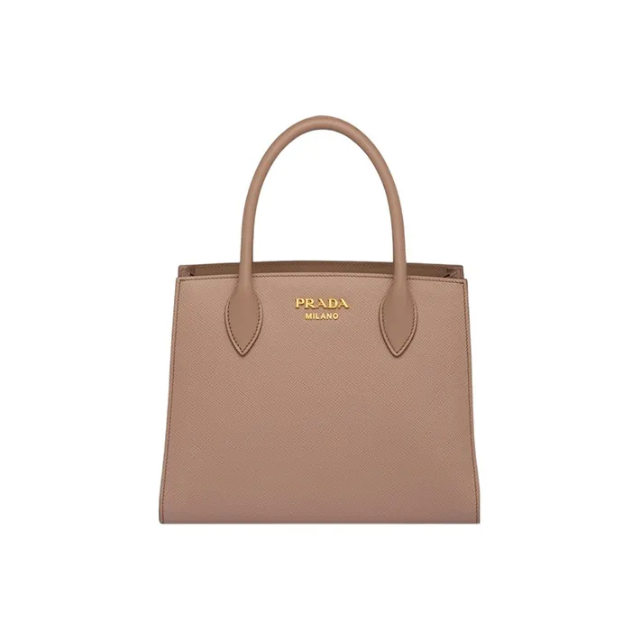 PRADA Saffiano Leather Shoulder Bag Crossbody Bag Handbag Small Size Women's Pink Beige-0
