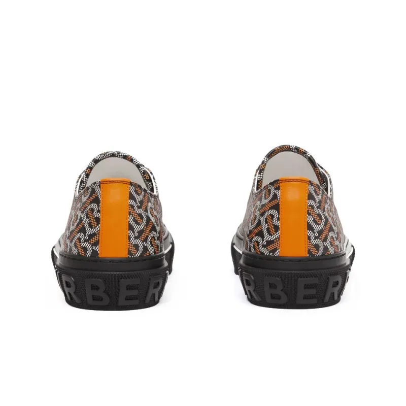 Burberry Monogram Pattern Low Top Black Orange Canvas-4