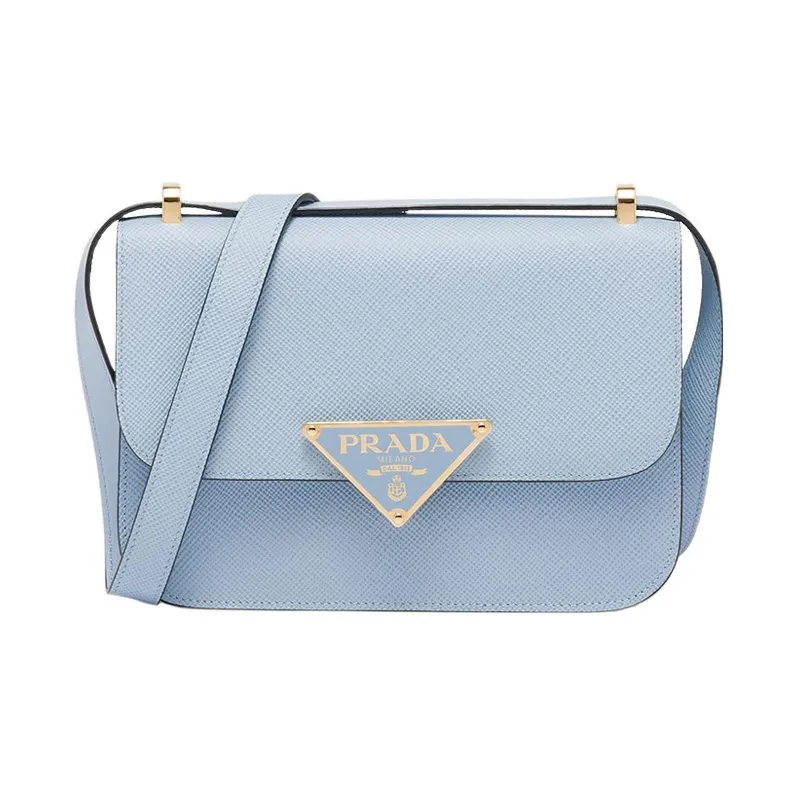 PRADA Saffiano Leather Crossbody Bag Shoulder Bag Women's Light Blue-1