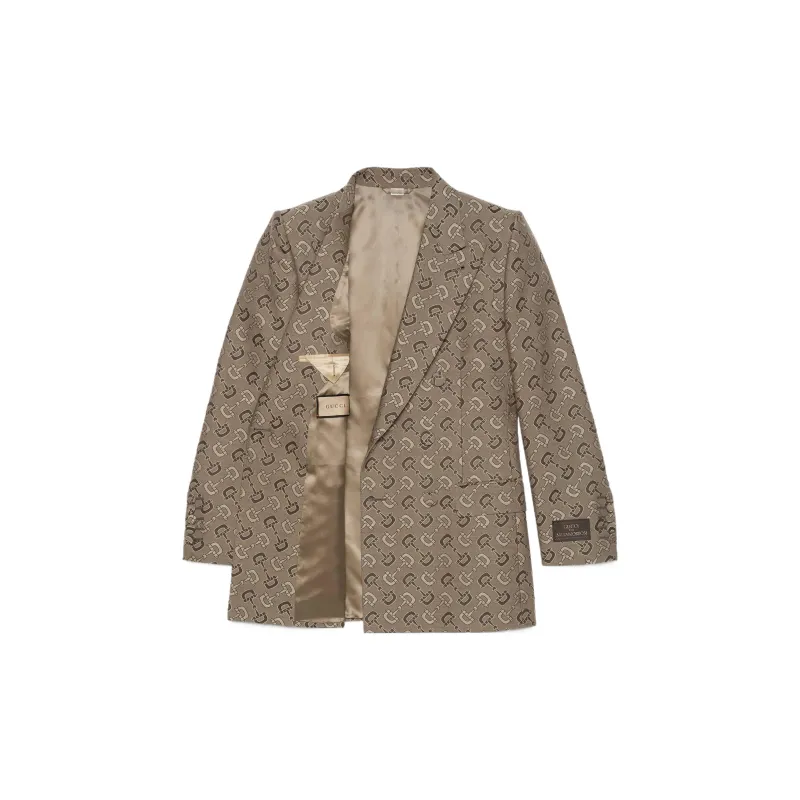 GUCCI Gg Pattern Double Breasted Jacket-1