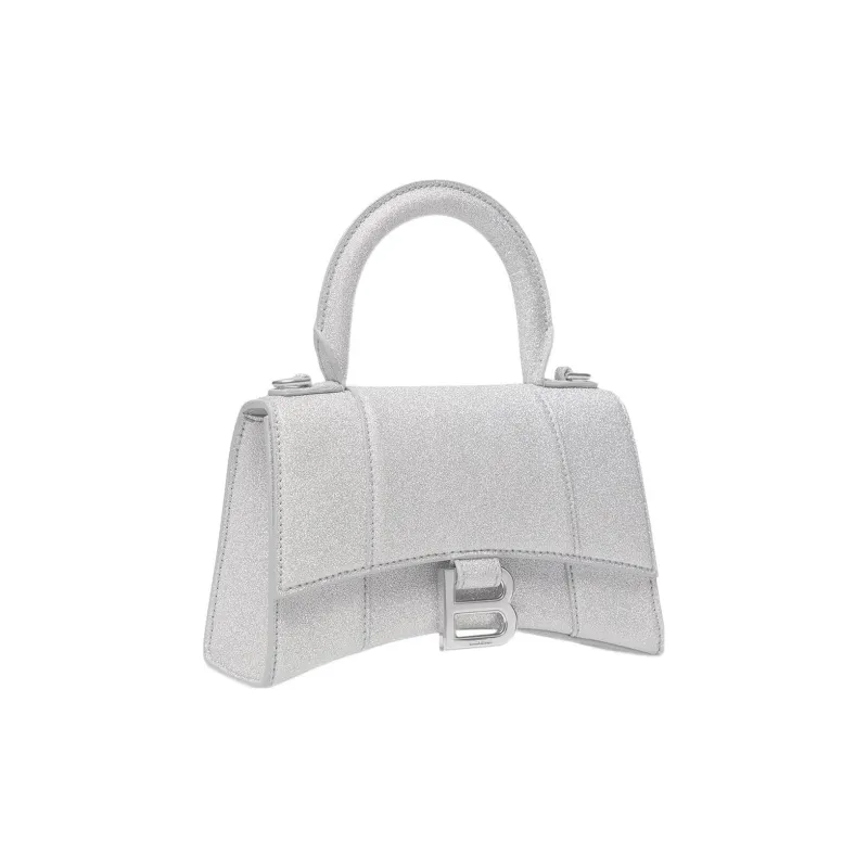 Balenciaga Hourglass Polyester With Polyurethane Shoulder Bag, Crossbody Bag, Handbag Extra Small Women's Silver-1