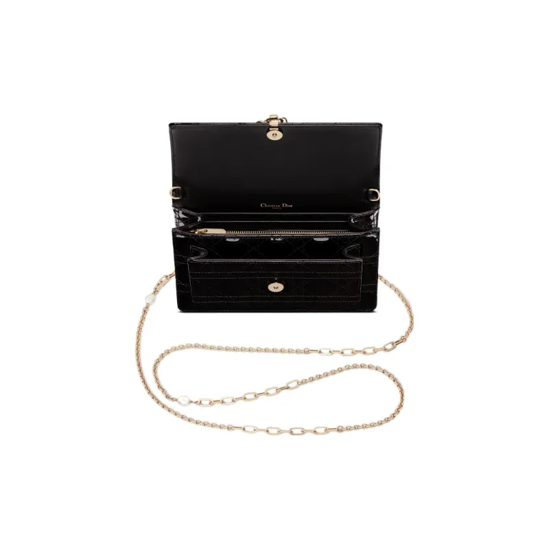 DIOR Lady Dior Calfskin Clutches Shoulder Bag Crossbody Bag Women's Black-2