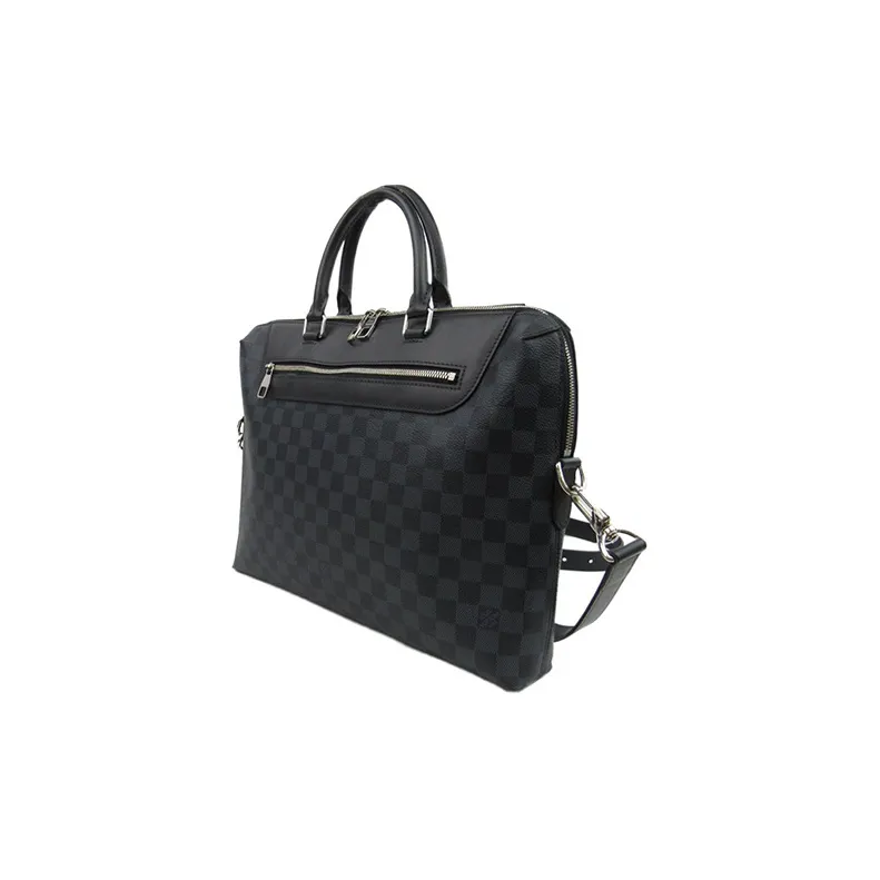 LOUIS VUITTON Canvas With Leather Handbag, Shoulder Bag, Crossbody Bag, Briefcase Men's Gray Black-2