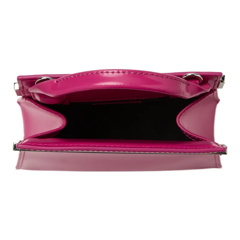 KARL LAGERFELD Leather Patchwork Cow Leather Shoulder Bag Crossbody Bag Handbag Small Size Women's Fuchsia-2