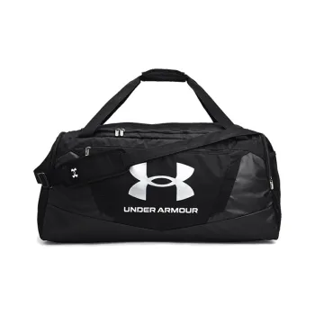Under Armour Polyester Travel Bag, Shoulder Bag Regular Unisex Black+Metallic Silver