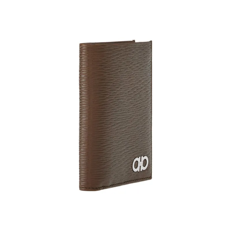 FERRAGAMO GANCINI Cow Leather Wallet Trumpets Men's Brown-1