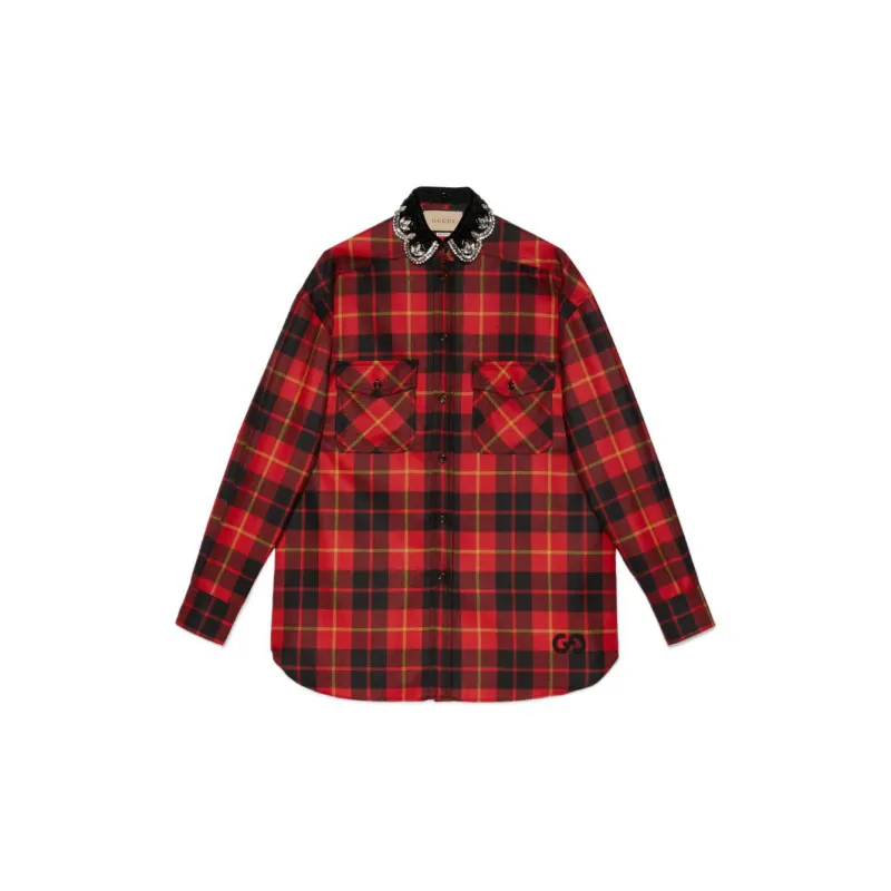 GUCCI Tartan check Wool Shirt-1