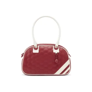 CHARLES&KEITH Fabric Baseball Bag, One Shoulder Handbag Women's Composite Color/Gold/Red
