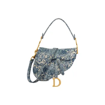 DIOR Saddle Denim Saddle Bag Shoulder Bag Crossbody Bag Handbag Women's Blue