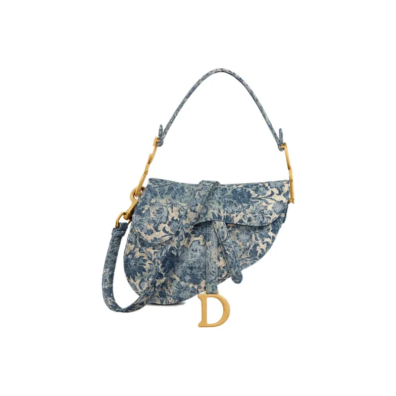 DIOR Saddle Denim Saddle Bag Shoulder Bag Crossbody Bag Handbag Women's Blue-0