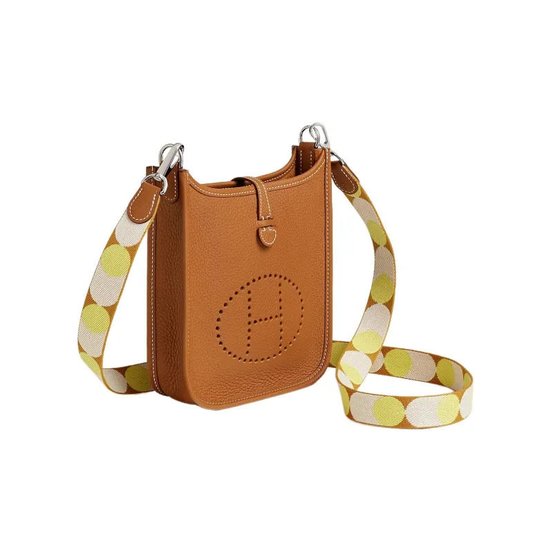 HERMES Evelyne Clemence Calfskin Crossbody Bag, Shoulder Bag Mini Women's Gold Brown-1