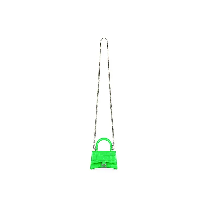 Balenciaga Hourglass Cow Leather Shoulder Bag Crossbody Bag Handbag Mini Women's Neon Green-5