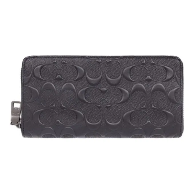 COACH Accordion Wallet Cross Grain Leather Wallet Men's Black-3