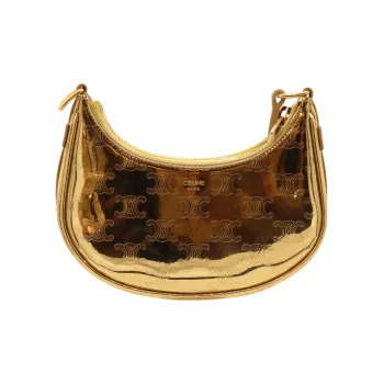 CELINE Leather Handbag Shoulder Bag Women's Gold