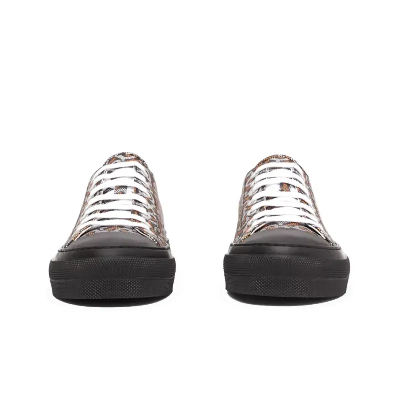 Burberry Monogram Pattern Low Top Black Orange Canvas-2