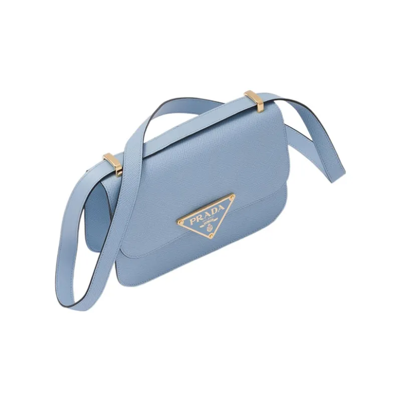 PRADA Saffiano Leather Crossbody Bag Shoulder Bag Women's Light Blue-2