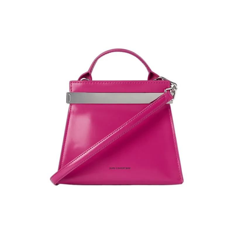 KARL LAGERFELD Leather Patchwork Cow Leather Shoulder Bag Crossbody Bag Handbag Small Size Women's Fuchsia-1