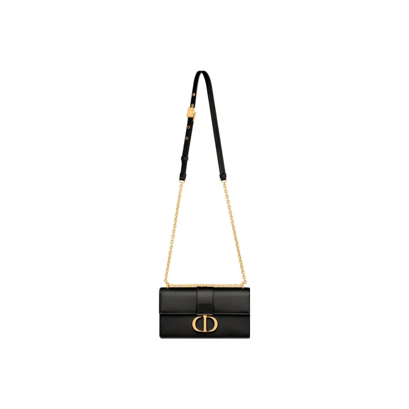 DIOR 30 Montaigne Cow Leather Chain Bag, Shoulder Bag, Crossbody Bag Trumpets Women's Black-1
