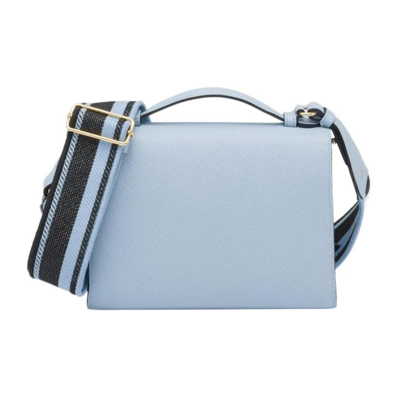 PRADA Saffiano Leather Messenger Bag, Handbag, Shoulder Bag, Crossbody Bag Women's Sky Blue-2