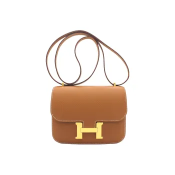 HERMES Constance Epsom Leather Shoulder Bag Crossbody Bag Mini Women's 37 Gold Gold Brown