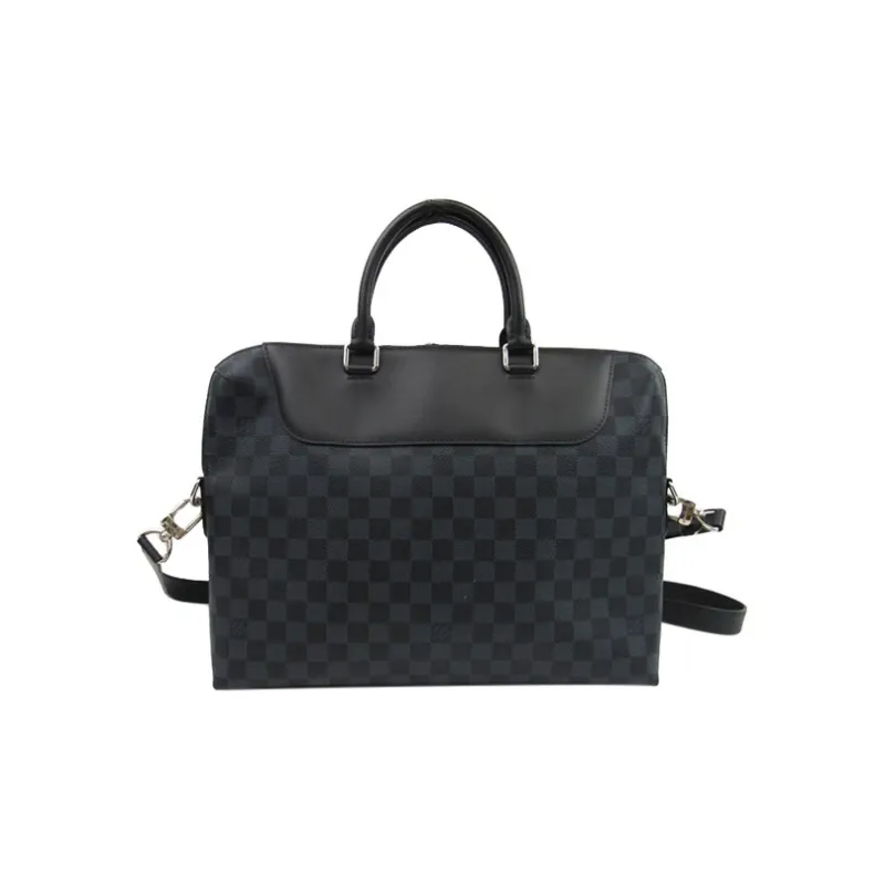 LOUIS VUITTON Canvas With Leather Handbag, Shoulder Bag, Crossbody Bag, Briefcase Men's Gray Black-1