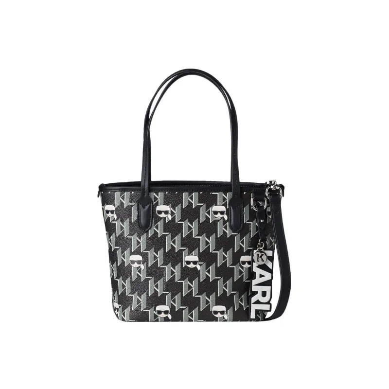 KARL LAGERFELD Polyurethane Tote Bag, Shopping Bag, Shoulder Bag, Crossbody Bag, Handbag Trumpets Women's Black-0