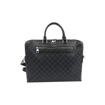 LOUIS VUITTON Canvas With Leather Handbag, Shoulder Bag, Crossbody Bag, Briefcase Men's Gray Black