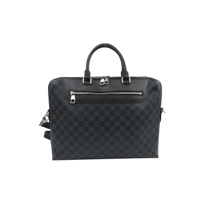 LOUIS VUITTON Canvas With Leather Handbag, Shoulder Bag, Crossbody Bag, Briefcase Men's Gray Black-0