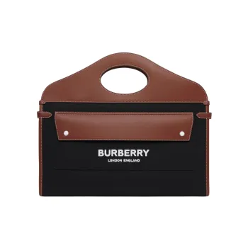 Burberry Calfskin Tote Bag, Shopping Bag, Shoulder Bag, Crossbody Bag, Handbag Women's Black/Tan