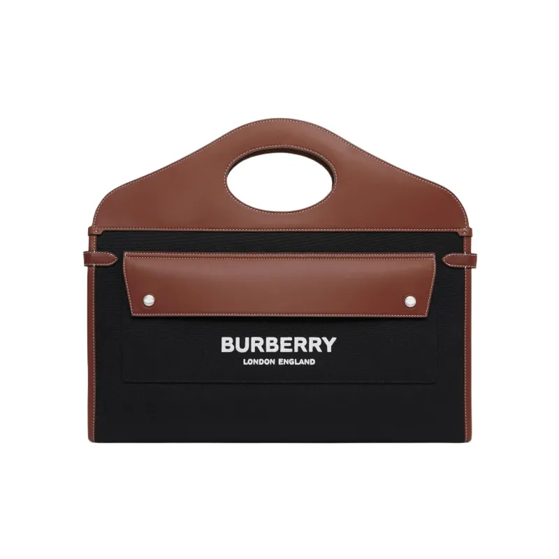 Burberry Calfskin Tote Bag, Shopping Bag, Shoulder Bag, Crossbody Bag, Handbag Women's Black/Tan-0